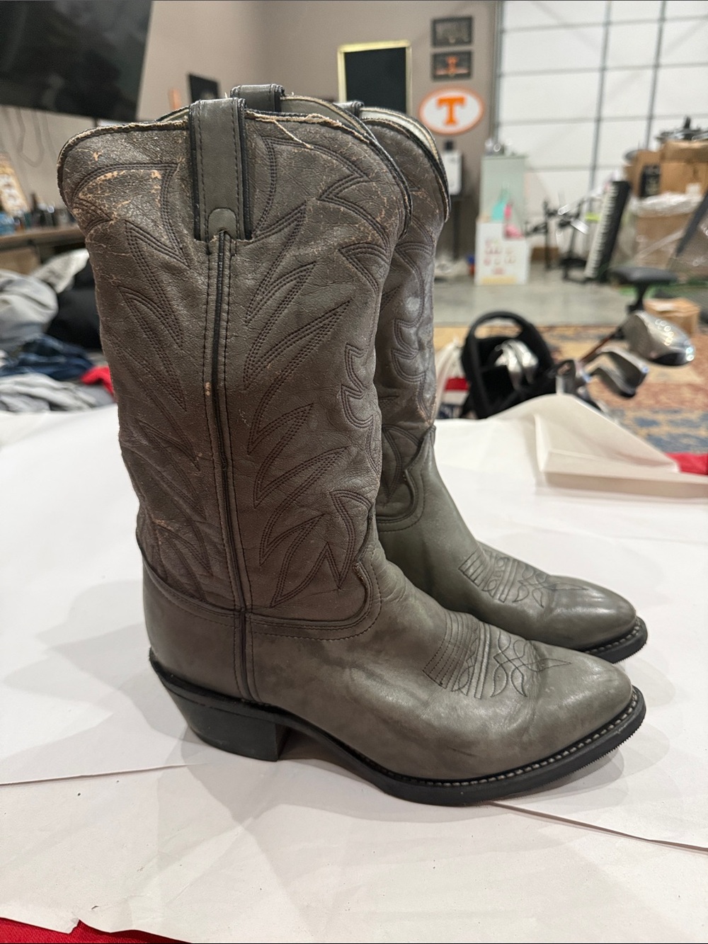 Durango Gray and Black Western Boot Interior Branding
